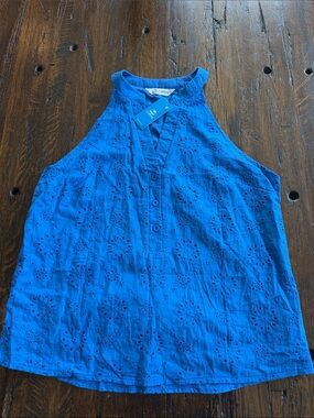Cupshe Blue Eyelet Halter Tank Top
